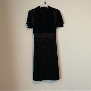 Antonio Melani Black Geo Textured Sheath Dress Silk Blend 4 Excellent size 6